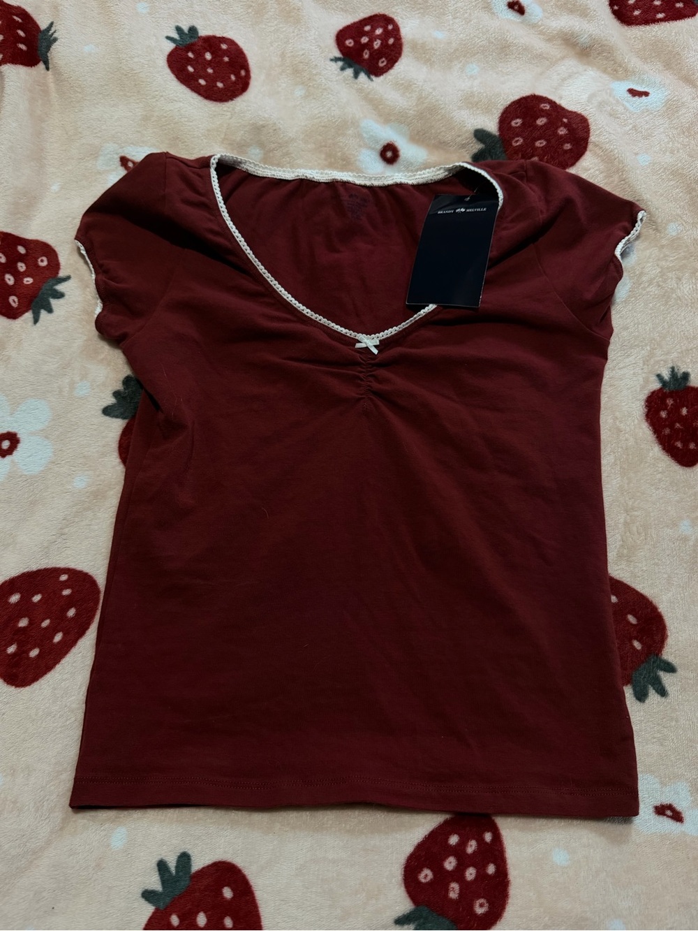 Brandy Melville Lace Trim Burgundy Top